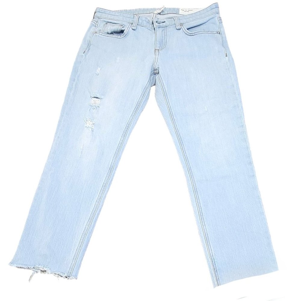Rag Bone New York Womens Blue Denim Crop Jeans Light Wash Low Rise Stretch Sz 26